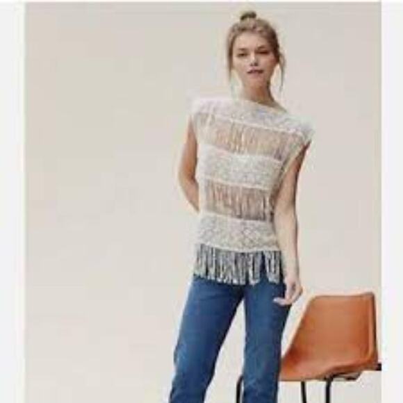 Callahan Tops - Anthropologie Callahan Boho crochet lagenlook beach top style 4158